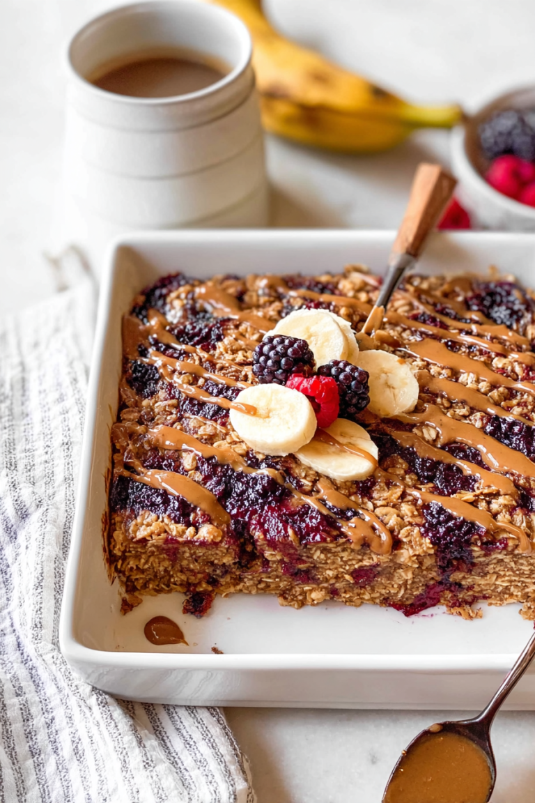 Vegan Baked PB & J Oatmeal