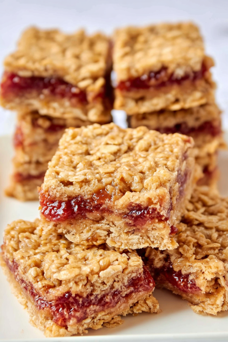 No-Bake Peanut Butter Jelly Oat Bars (4-Ingredient!)