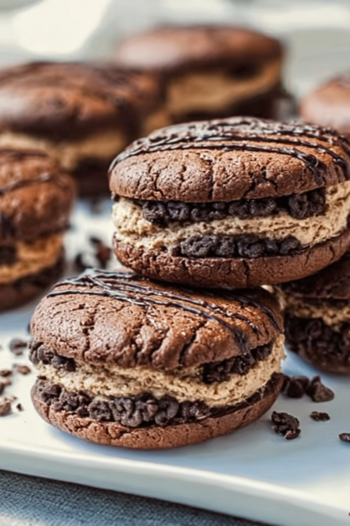 brownie cookie dough sandwich cookies
