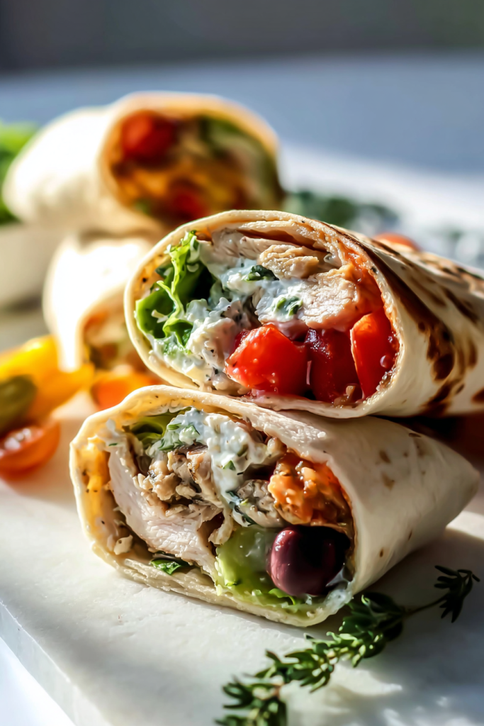 Mediterranean chicken wraps