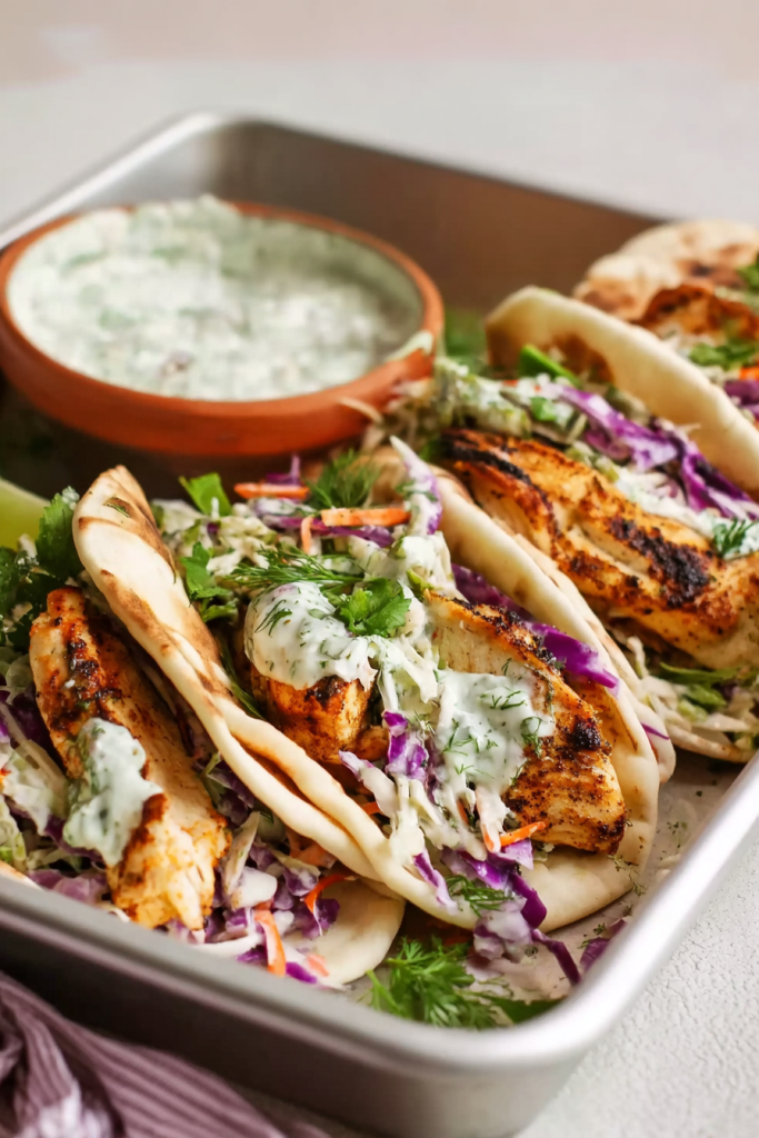 sheet pan chicken pitas