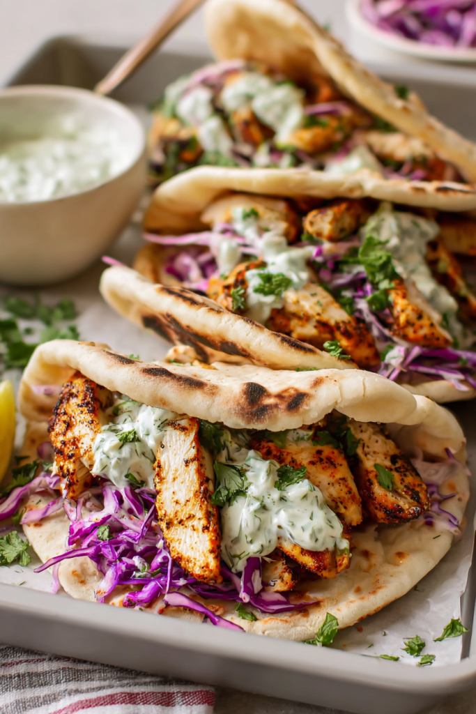 sheet pan chicken pitas