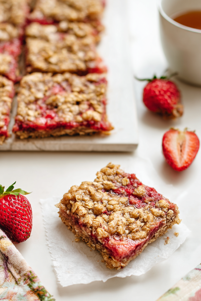 healthy strawberry oatmeal bars