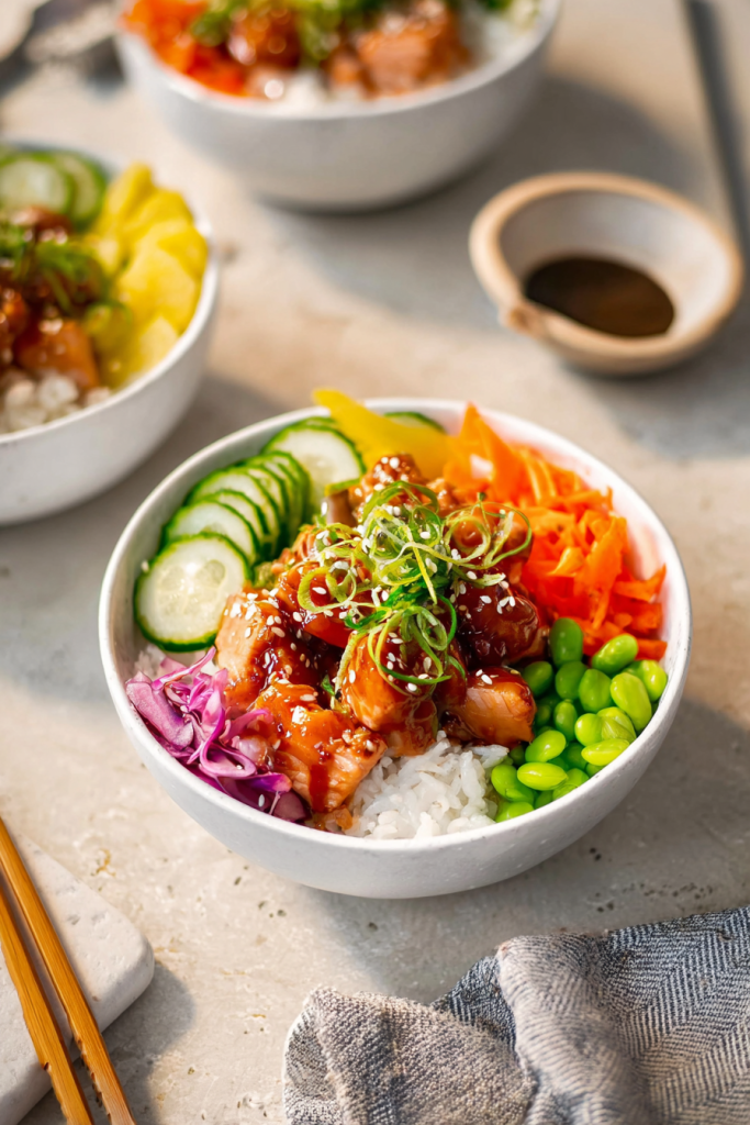 teriyaki chicken poke bowls