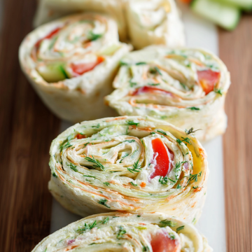 vegetable cream cheese tortilla roll ups