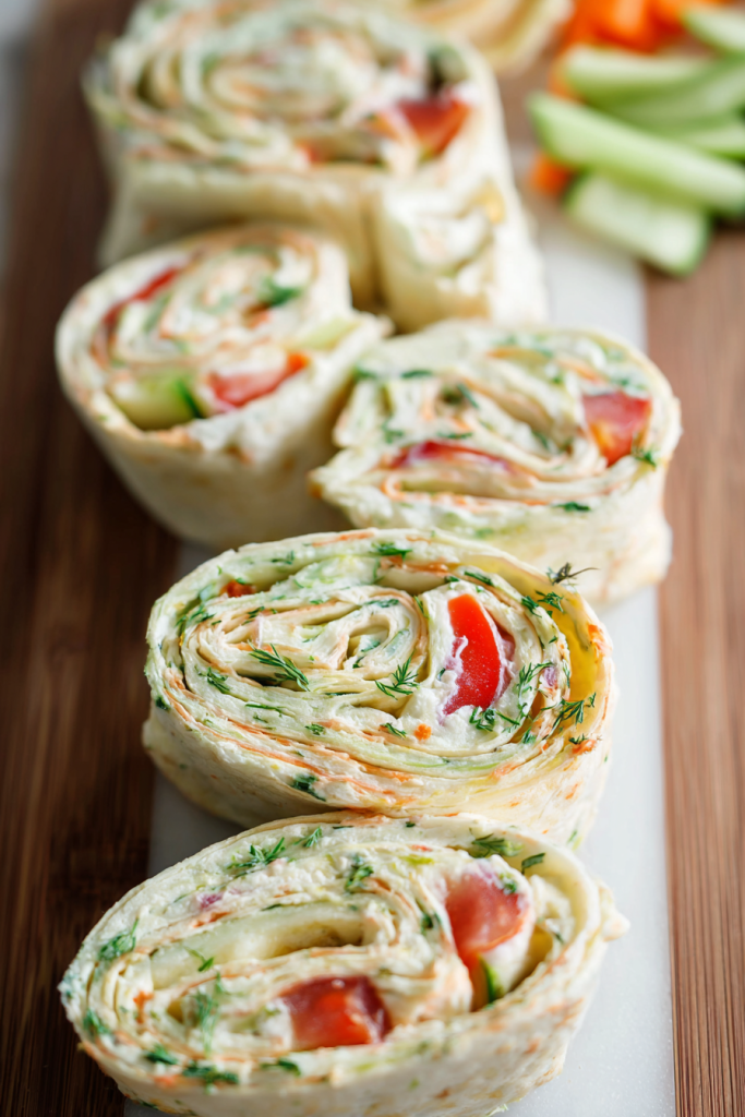 vegetable cream cheese tortilla roll ups