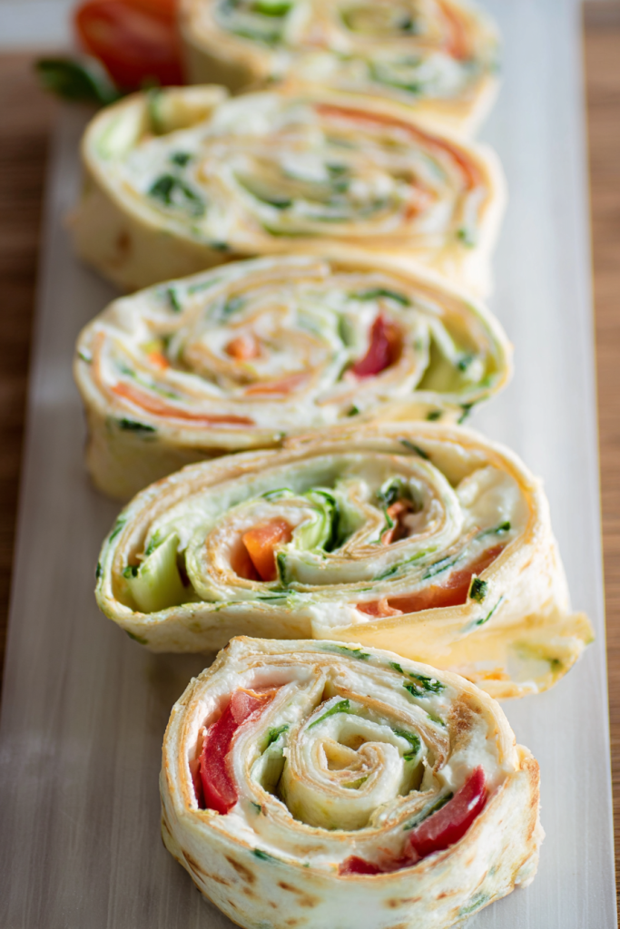 vegetable cream cheese tortilla roll ups