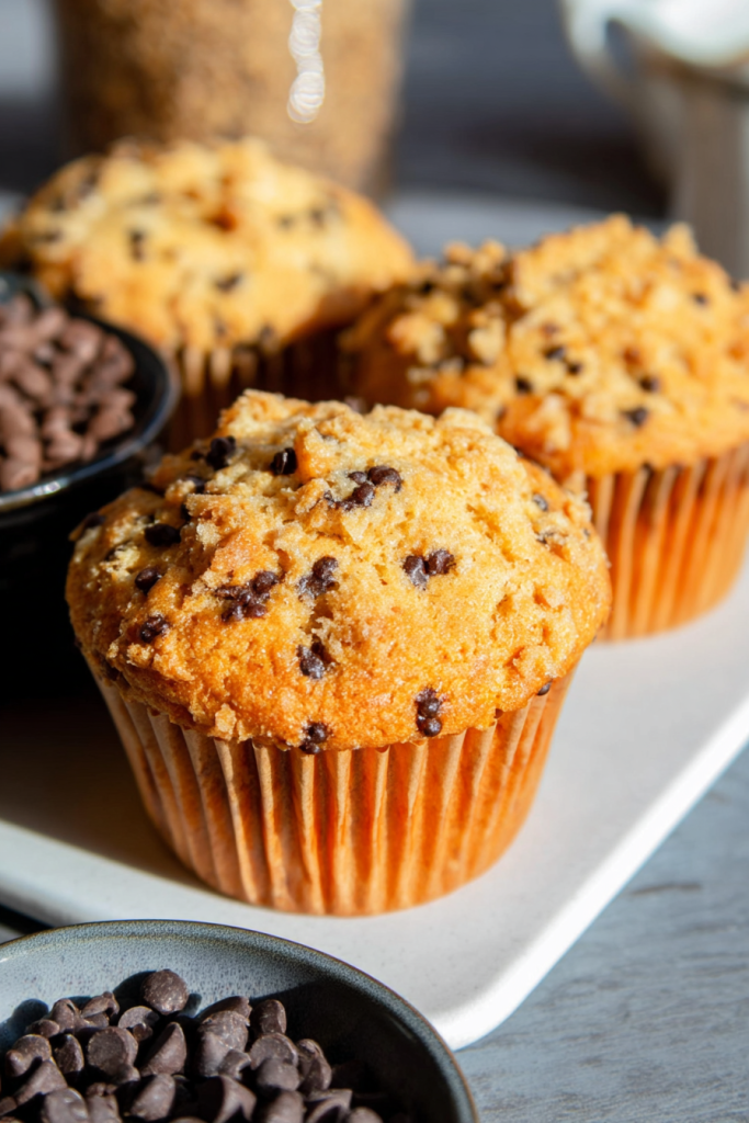 bakery style chocolate chip muffins