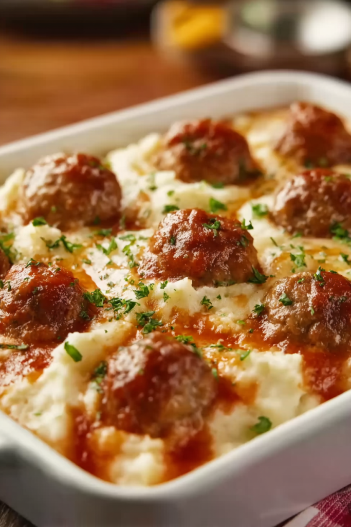meatball mashed potato bake