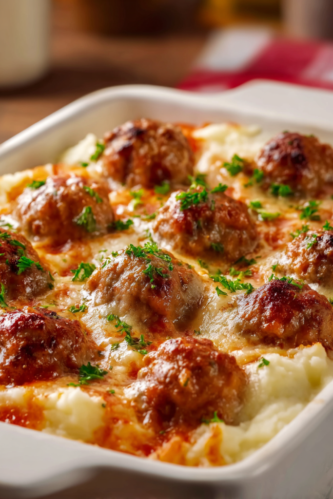 meatball mashed potato bake
