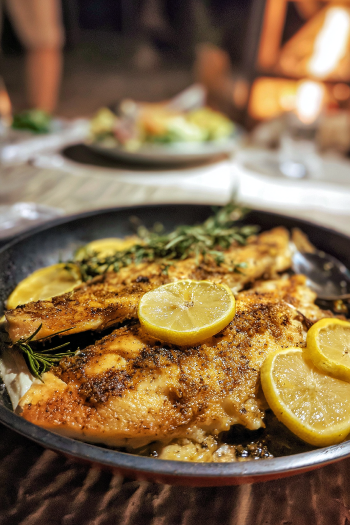 campfire pan-seared fish