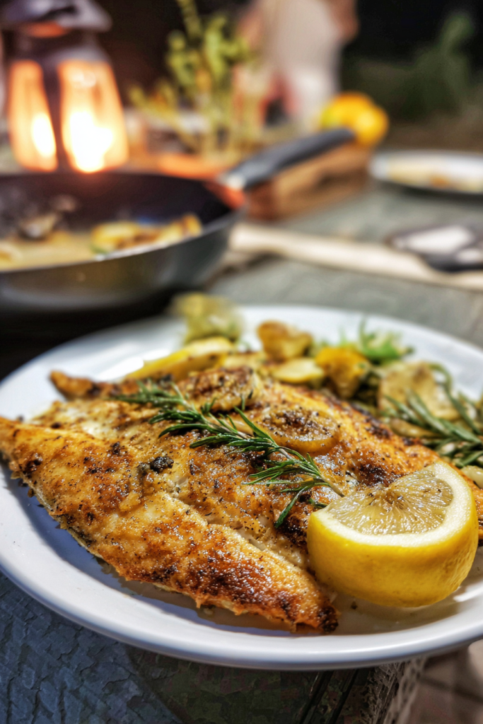 campfire pan-seared fish