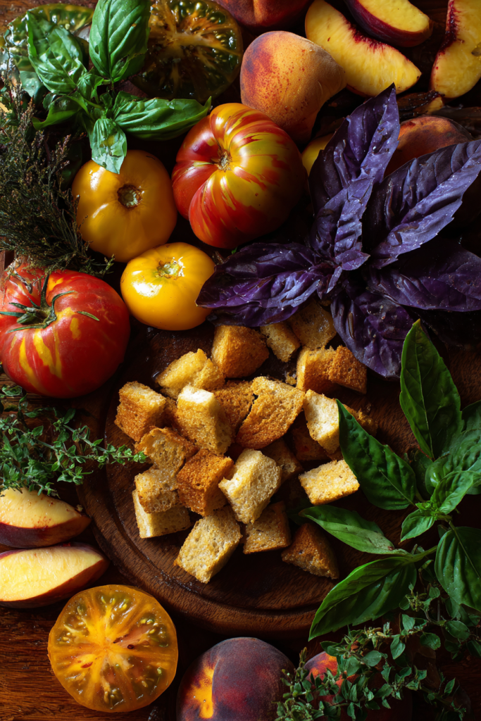 peach panzanella salad