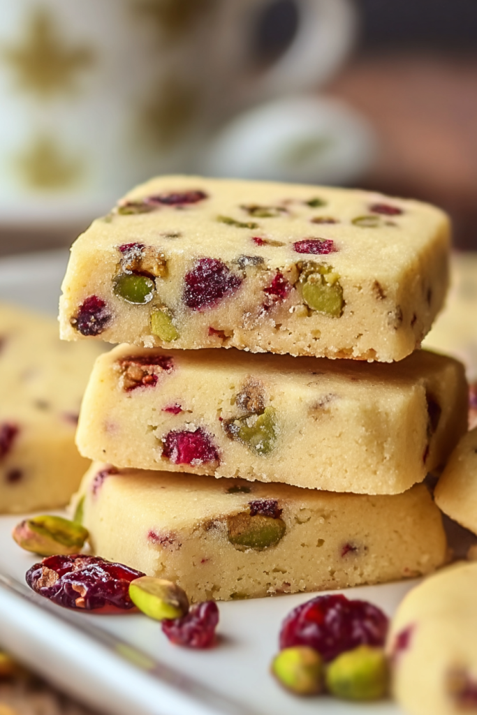 Cranberry Pistachio Shortbread Cookies