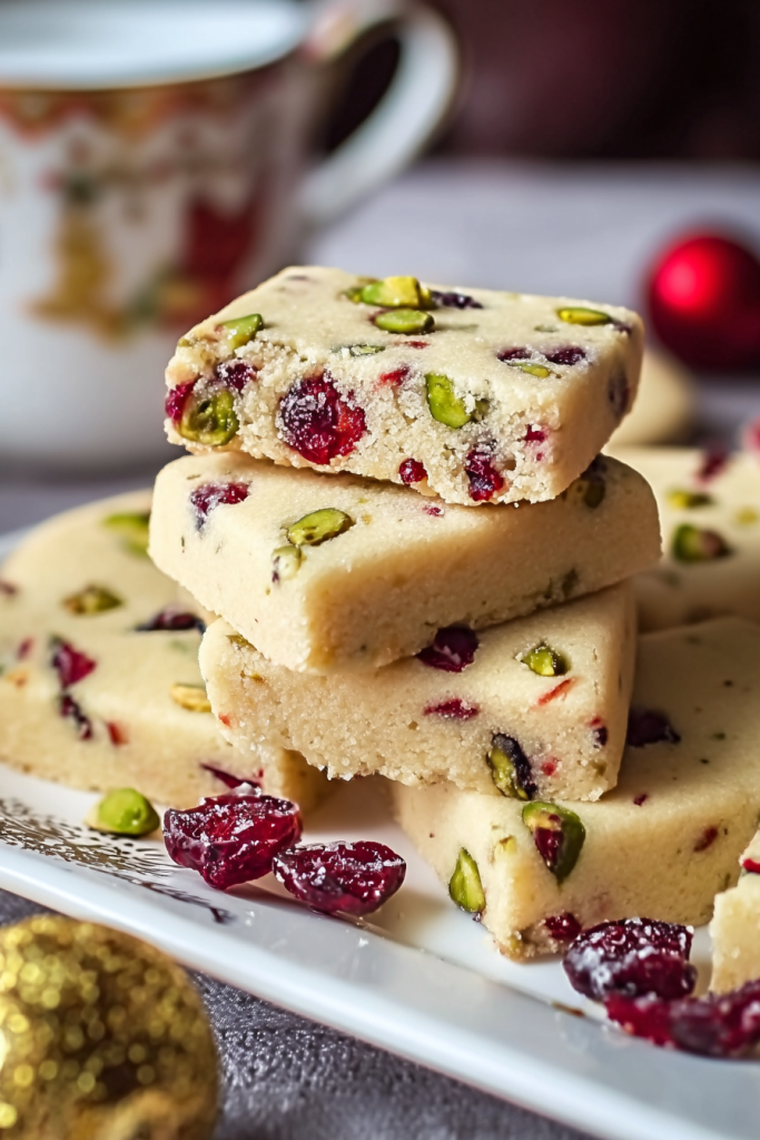 Cranberry Pistachio Shortbread Cookies