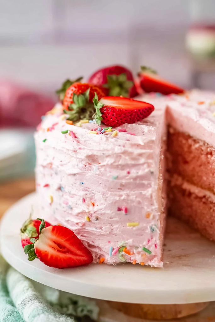 strawberry funfetti cake