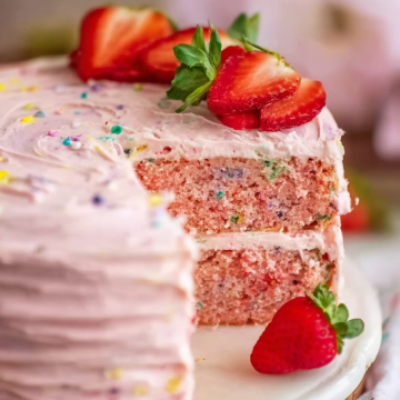 Strawberry Funfetti Cake with Strawberry Buttercream