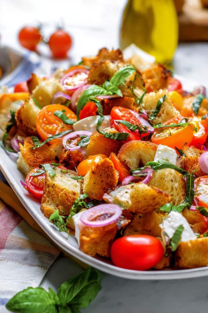 peach panzanella salad