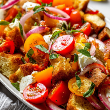 peach panzanella salad