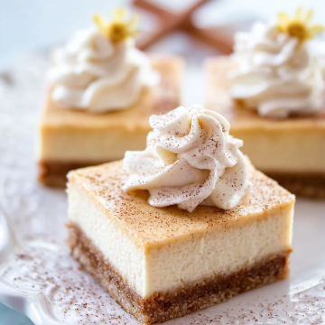Chai Cheesecake Bars with Vanilla & Whipped Cream