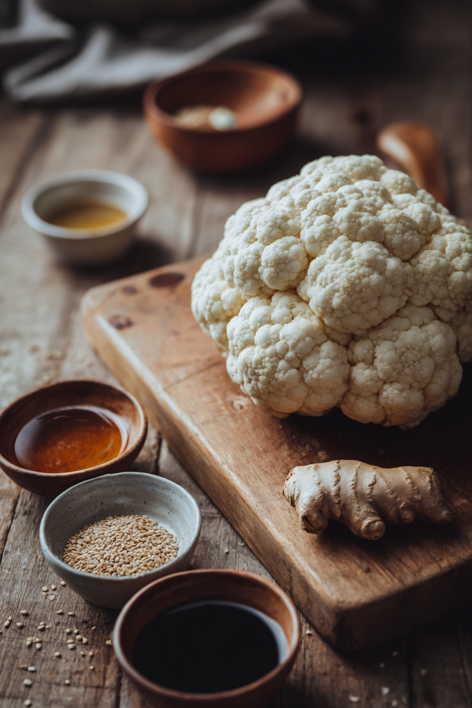 crispy honey ginger cauliflower bites