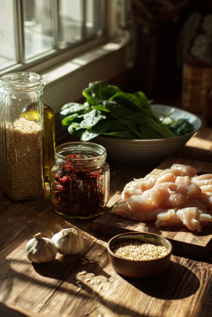 creamy sun-dried tomato chicken orzo