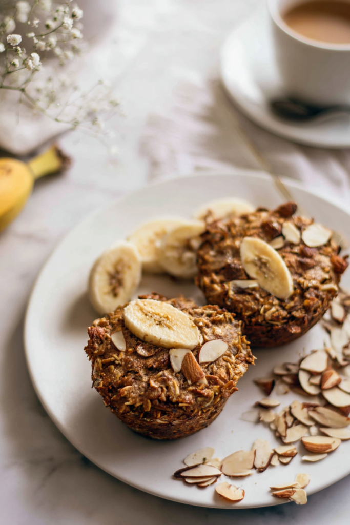 almond butter banana oatmeal cups