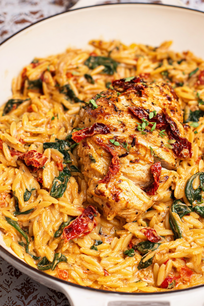 creamy sun-dried tomato chicken orzo