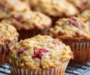 Strawberry Rhubarb Oatmeal Yogurt Muffins | Easy Spring Recipe