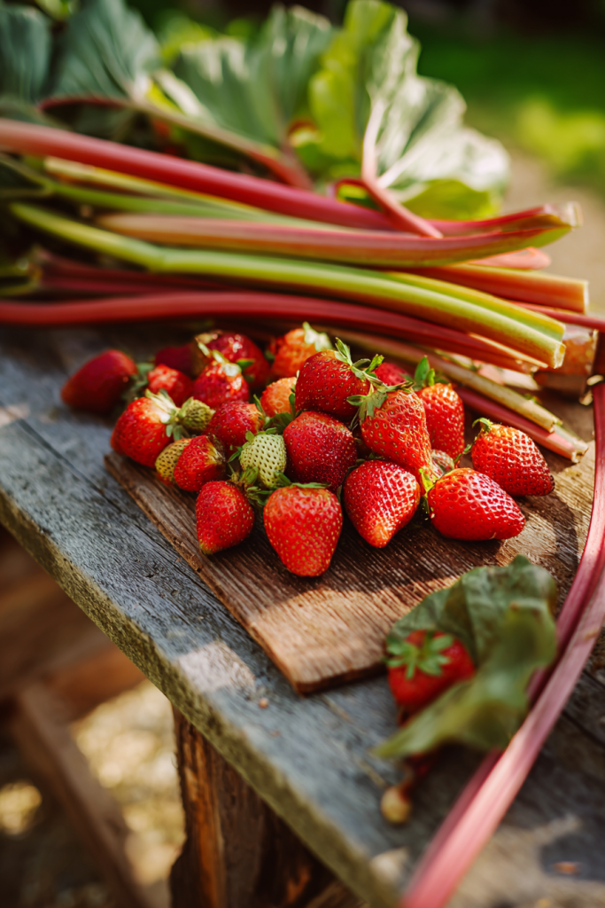 Strawberry Rhubarb Oatmeal Yogurt Muffins