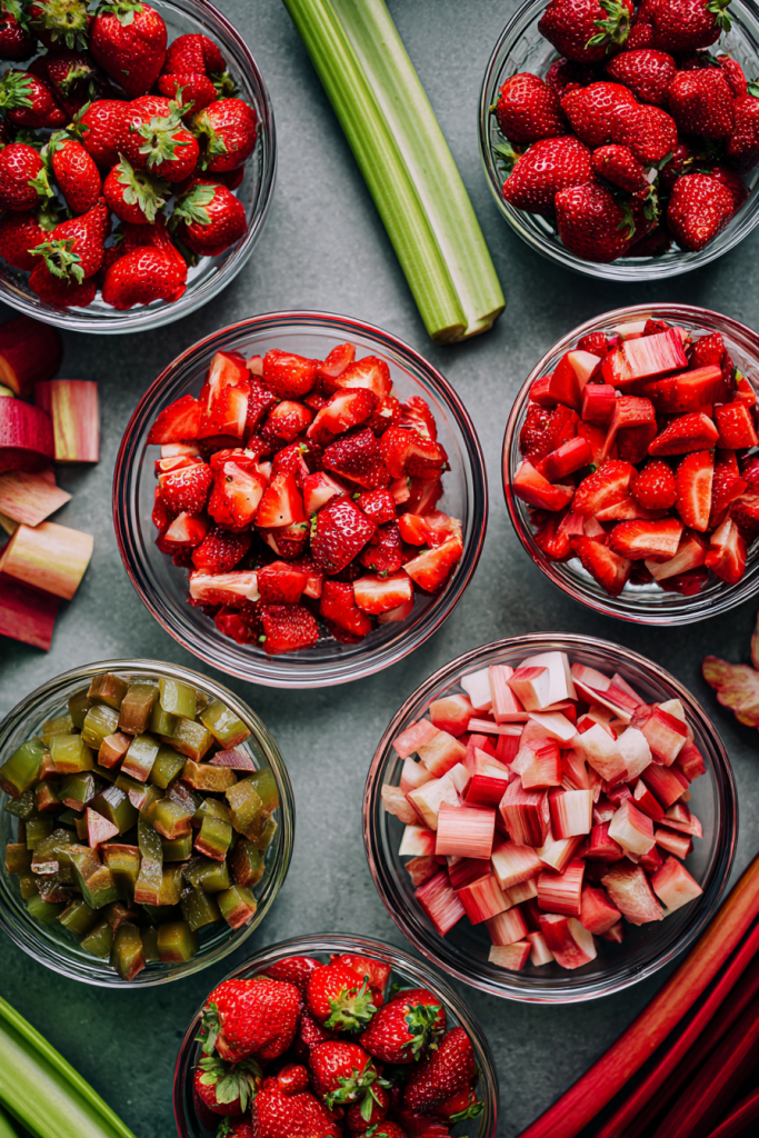 Strawberry Rhubarb Oatmeal Yogurt Muffins