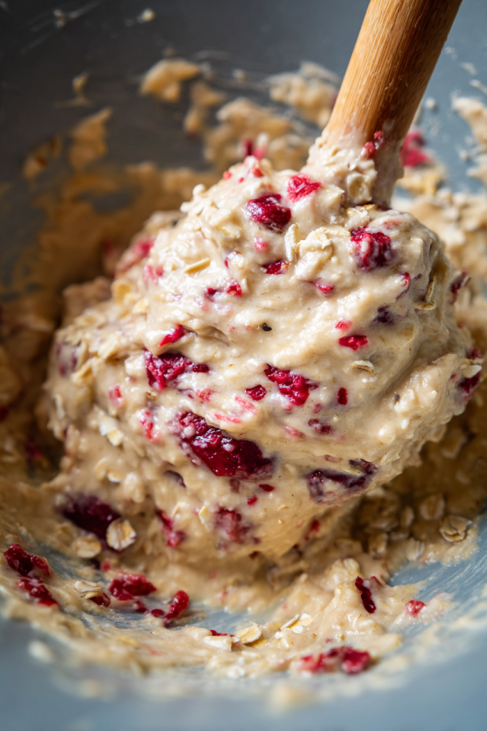 Strawberry Rhubarb Oatmeal Yogurt Muffins