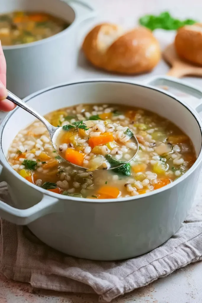 Pearl barley vegetable soup
