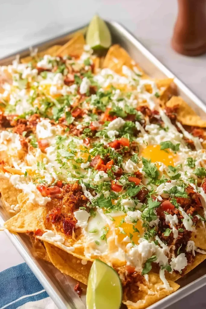 chorizo and egg breakfast nachos