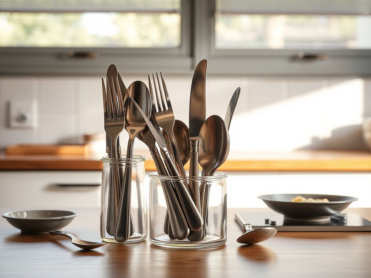 cleaning silverware - detailed view