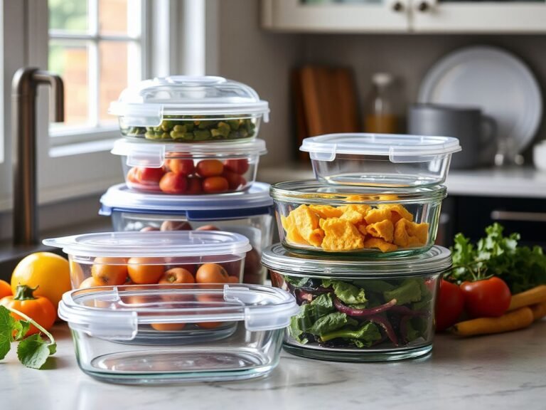 glass polypropylene and stainless steel food storage containers with sealed lids
