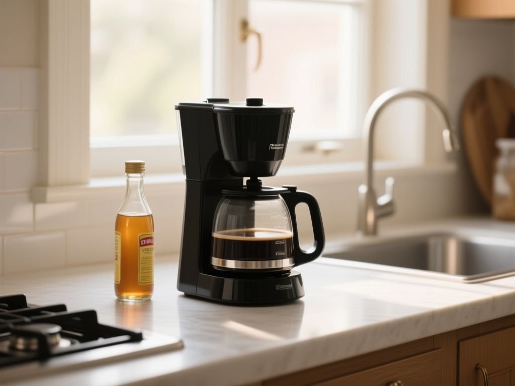 clean  coffee maker with vinegar - step by step