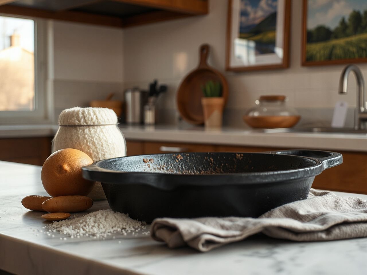 clean  cast iron pan rust - detailed view