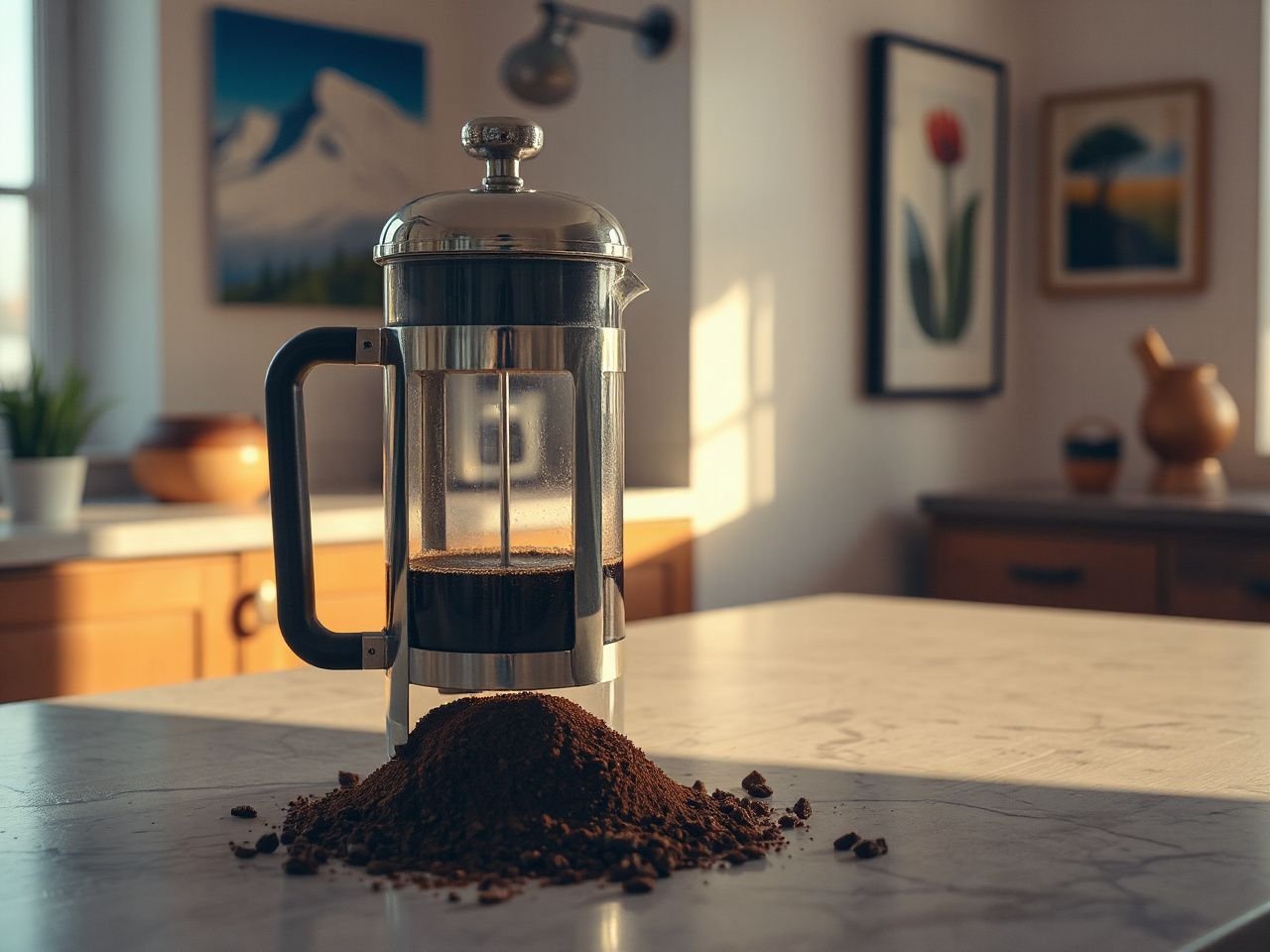 coarse coffee grounds for a French press